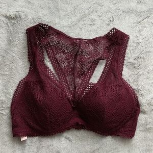 VICTORIA'S SECRET MERLOT LACE BRALETTE (SZ S)